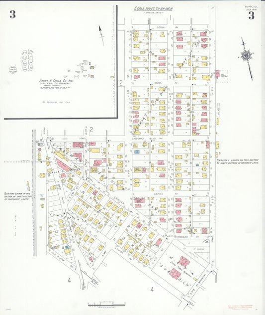 Sanborn Fire Insurance Map from Dupo, Saint Clair County, Illinois (1941), Sheet #0003 - Historic Sanborn Fire Insurance Map Print, vintage old map wall art, antique decor, genealogy gift, Illinois Illinois map