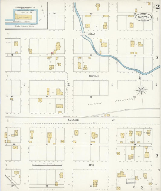 Sanborn Fire Insurance Map from Shelton, Mason County, Washington (1902), Sheet #0002 - Historic Sanborn Fire Insurance Map Print, vintage old map wall art, antique decor, genealogy gift, Washington Washington map