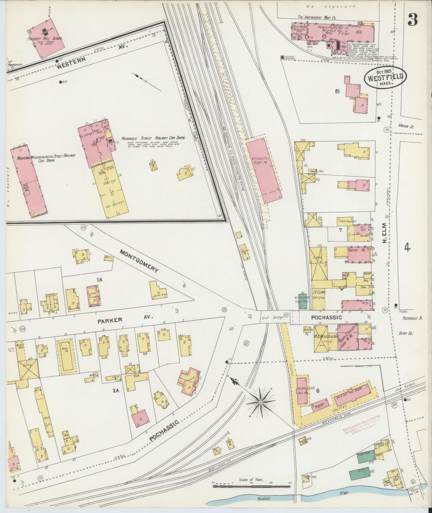 Sanborn Fire Insurance Map from Westfield, Hampden County, Massachusetts (1905), Sheet #0003 - Complete Map Set gallery image, historic Sanborn map, vintage wall art, Massachusetts Massachusetts