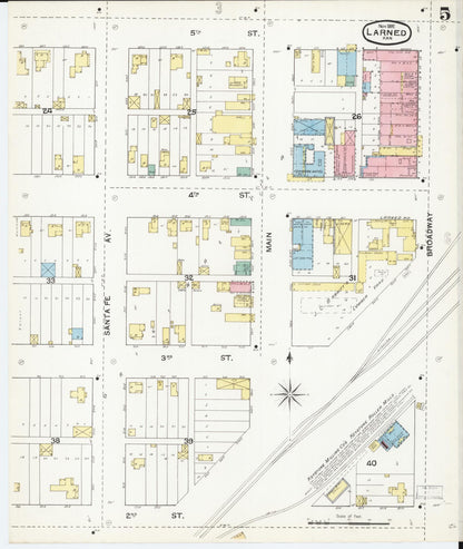 Sanborn Fire Insurance Map from Larned, Pawnee County, Kansas (1892), Sheet #0005 - Complete Map Set gallery image, historic Sanborn map, vintage wall art, Kansas Kansas