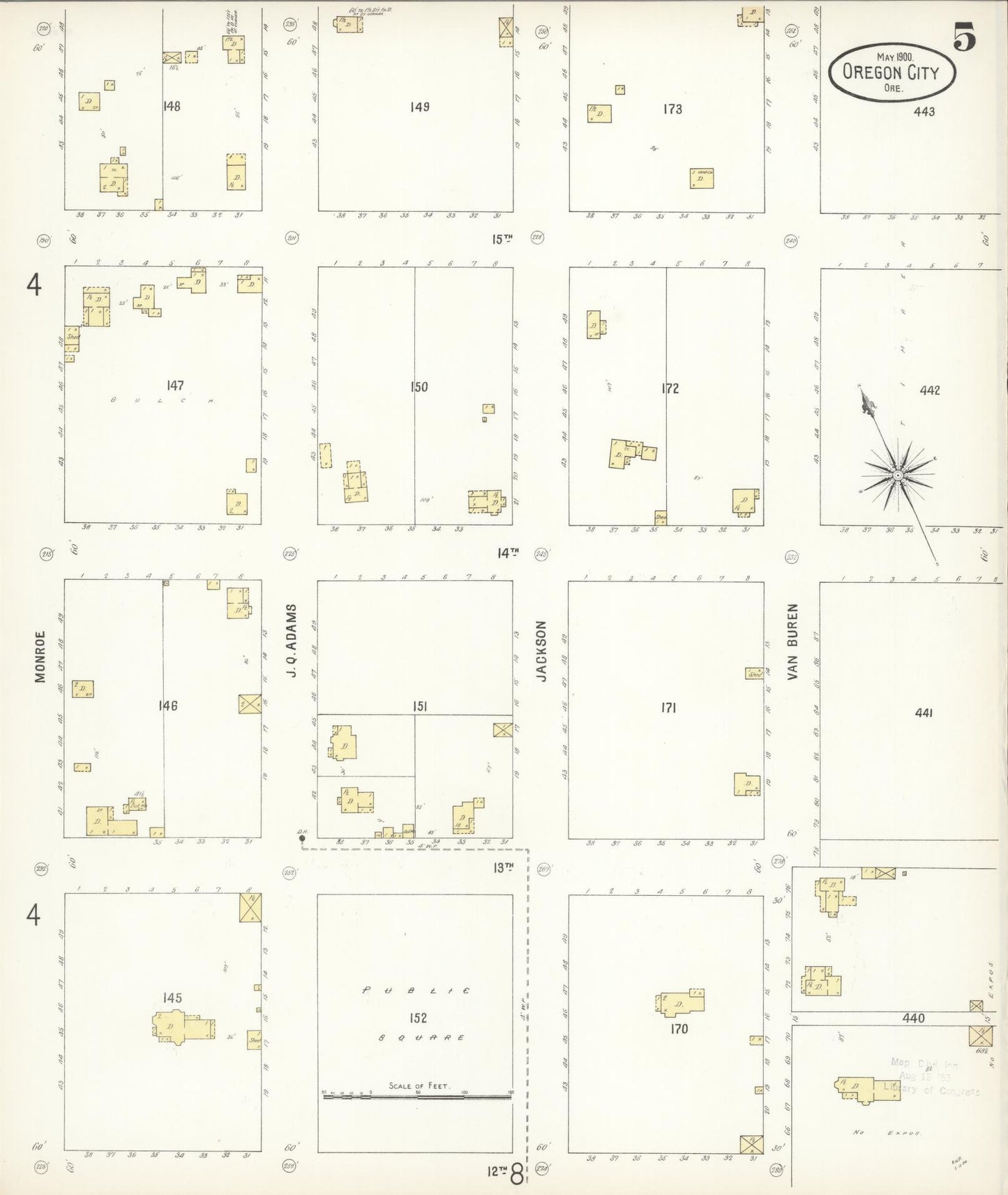 Sanborn Fire Insurance Map from Oregon City, Clackamas County, Oregon (1900), Sheet #0005 - Complete Map Set gallery image, historic Sanborn map, vintage wall art, Oregon Oregon