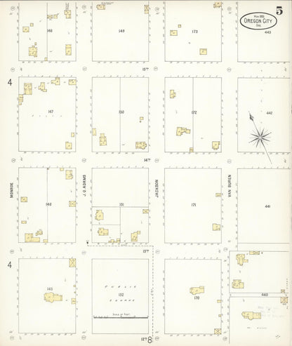 Sanborn Fire Insurance Map from Oregon City, Clackamas County, Oregon (1900), Sheet #0005 - Complete Map Set gallery image, historic Sanborn map, vintage wall art, Oregon Oregon