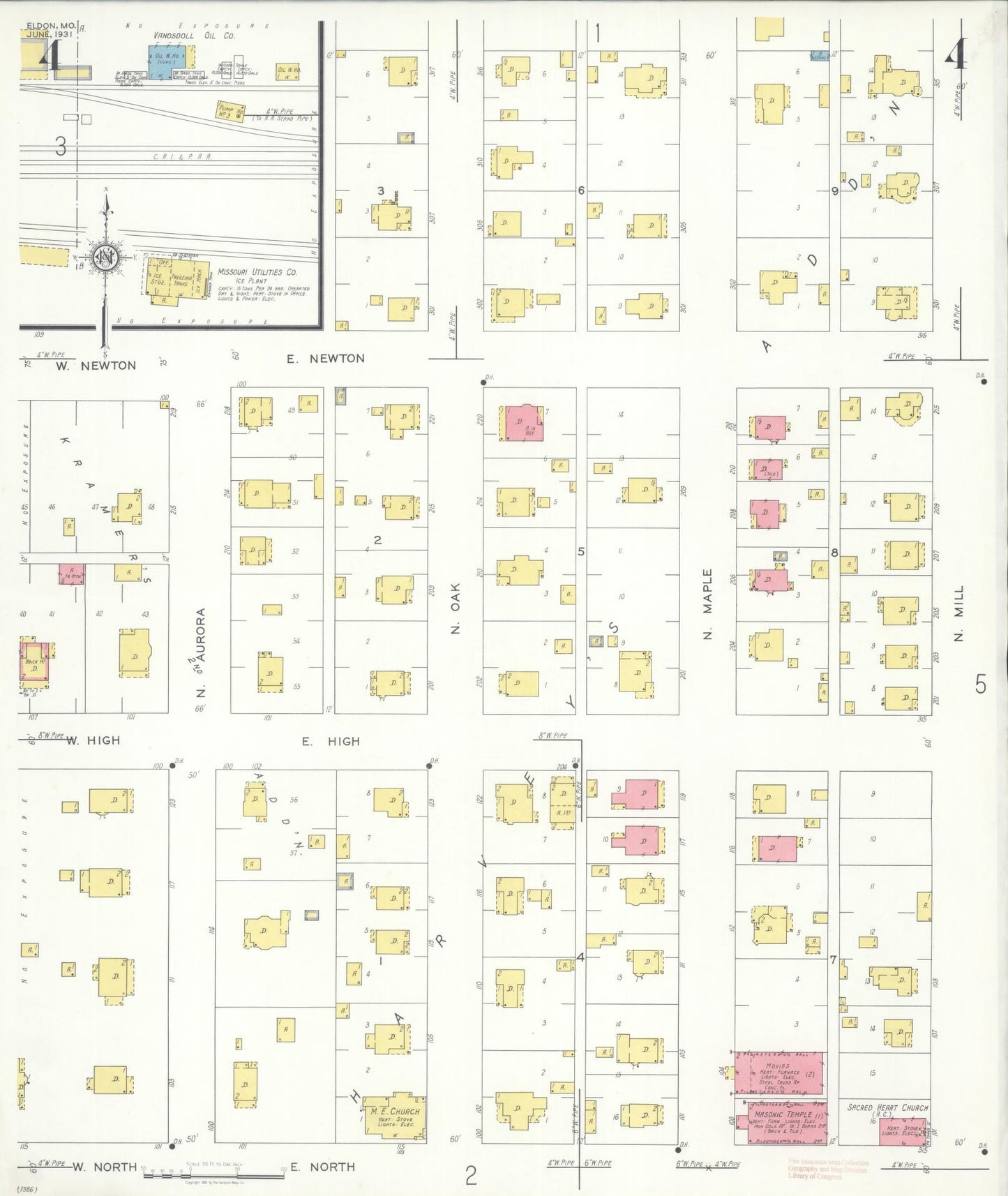 Sanborn Fire Insurance Map from Eldon, Miller County, Missouri (1931), Sheet #0004 - Complete Map Set gallery image, historic Sanborn map, vintage wall art, Missouri Missouri