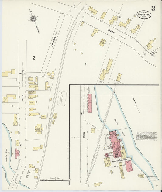 Sanborn Fire Insurance Map from Sabattus, Androscoggin County, Maine (1911), Sheet #0003 - Historic Sanborn Fire Insurance Map Print, vintage old map wall art, antique decor, genealogy gift, Maine Maine map