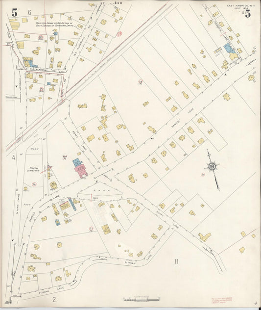 Sanborn Fire Insurance Map from Easthampton, Suffolk County, New York (1943), Sheet #0005 - Historic Sanborn Fire Insurance Map Print, vintage old map wall art, antique decor, genealogy gift, New York New York map