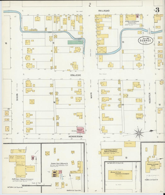 Sanborn Fire Insurance Map from Sebree, Webster County, Kentucky (1903), Sheet #0003 - Historic Sanborn Fire Insurance Map Print, vintage old map wall art, antique decor, genealogy gift, Kentucky Kentucky map