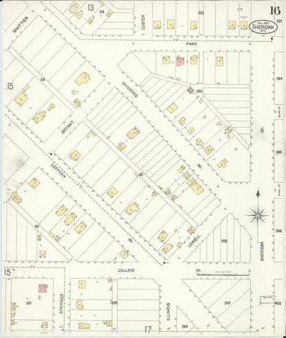 Sanborn Fire Insurance Map from Sheridan, Sheridan County, Wyoming (1903), Sheet #0016 - Complete Map Set gallery image, historic Sanborn map, vintage wall art, Wyoming Wyoming