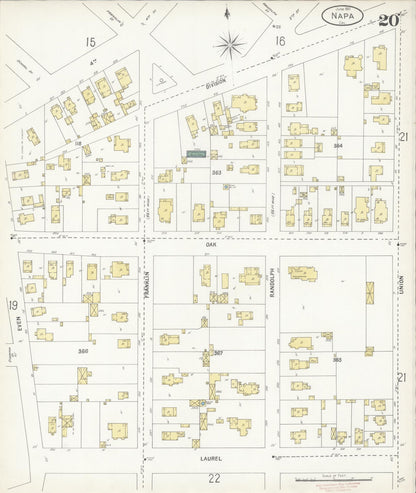 Sanborn Fire Insurance Map from Napa, Napa County, California (1901), Sheet #0020 - Complete Map Set gallery image, historic Sanborn map, vintage wall art, California California