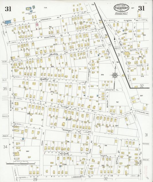 Sanborn Fire Insurance Map from Freeport, Nassau County, New York (1928), Sheet #0031 - Historic Sanborn Fire Insurance Map Print, vintage old map wall art, antique decor, genealogy gift, New York New York map
