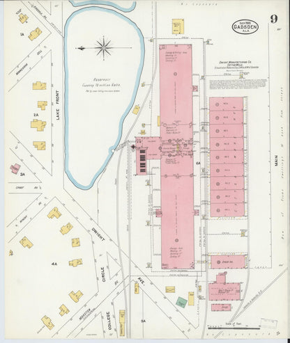 Sanborn Fire Insurance Map from Gadsden, Etowah County, Alabama (1905), Sheet #0009 - Complete Map Set gallery image, historic Sanborn map, vintage wall art, Alabama Alabama