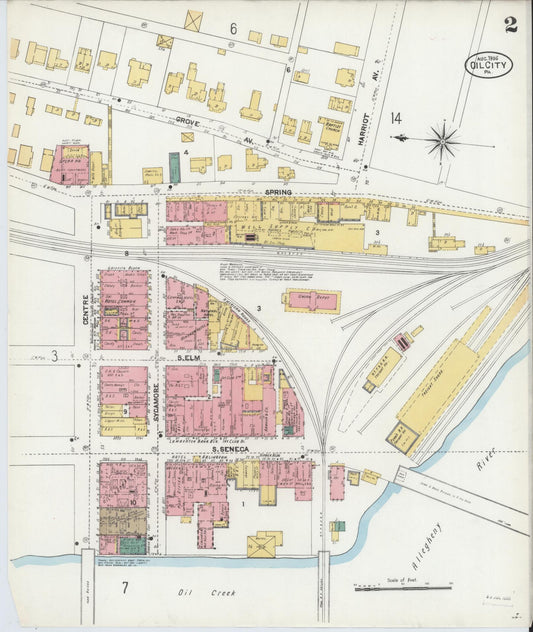 Sanborn Fire Insurance Map from Oil City, Venango County, Pennsylvania (1906), Sheet #0002 - Historic Sanborn Fire Insurance Map Print, vintage old map wall art, antique decor, genealogy gift, Pennsylvania Pennsylvania map