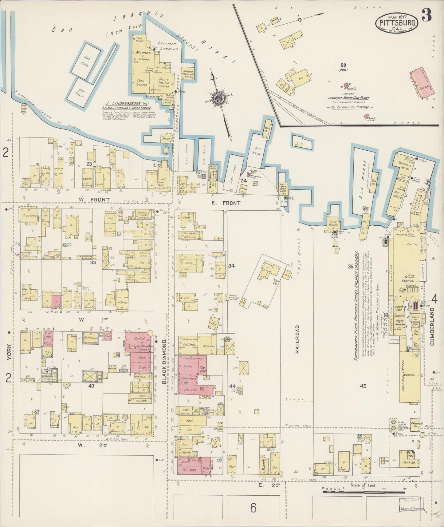 Sanborn Fire Insurance Map from Pittsburg, Contra Costa County, California (1917), Sheet #0003 - Complete Map Set gallery image, historic Sanborn map, vintage wall art, California California