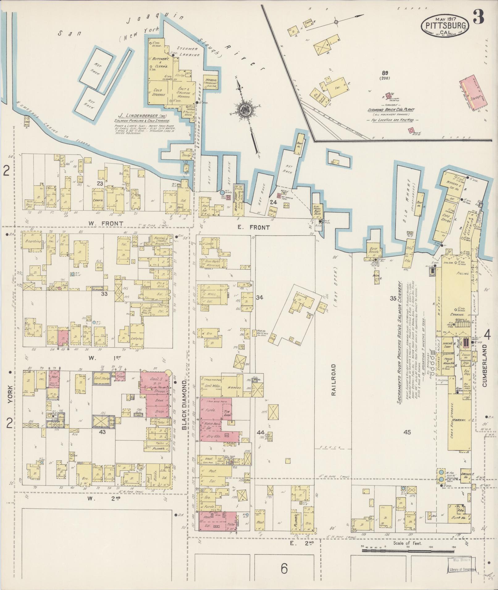 Sanborn Fire Insurance Map from Pittsburg, Contra Costa County, California (1917), Sheet #0003 - Complete Map Set gallery image, historic Sanborn map, vintage wall art, California California