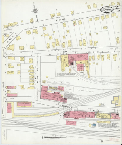 Sanborn Fire Insurance Map from Salamanca, Cattaraugus County, New York (1918), Sheet #0002 - Historic Sanborn Fire Insurance Map Print, vintage old map wall art, antique decor, genealogy gift, New York New York map