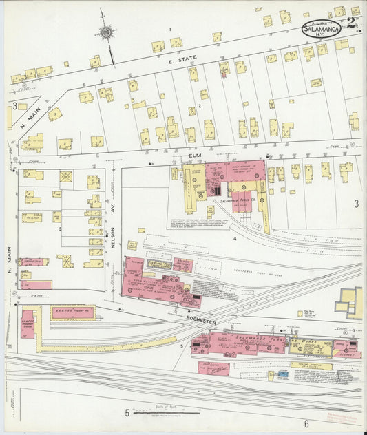 Sanborn Fire Insurance Map from Salamanca, Cattaraugus County, New York (1918), Sheet #0002 - Historic Sanborn Fire Insurance Map Print, vintage old map wall art, antique decor, genealogy gift, New York New York map