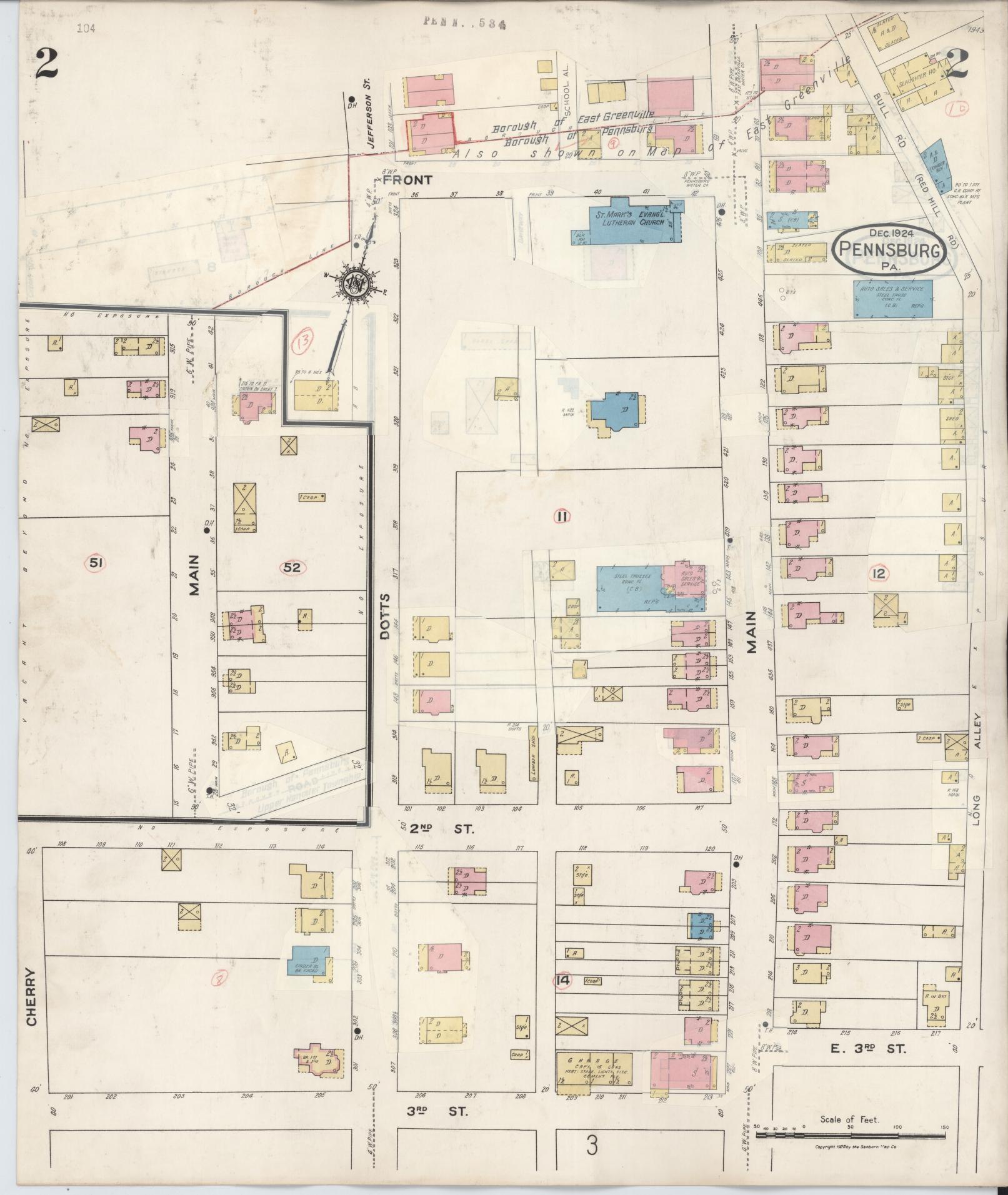 Sanborn Fire Insurance Map from Pennsburg, Montgomery County, Pennsylvania (1933), Sheet #0002 - Complete Map Set gallery image, historic Sanborn map, vintage wall art, Pennsylvania Pennsylvania