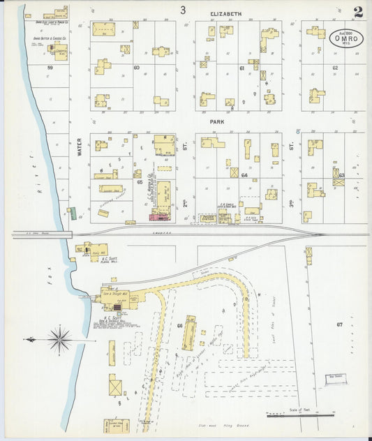 Sanborn Fire Insurance Map from Omro, Winnebago County, Wisconsin (1900), Sheet #0002 - Historic Sanborn Fire Insurance Map Print, vintage old map wall art, antique decor, genealogy gift, Wisconsin Wisconsin map