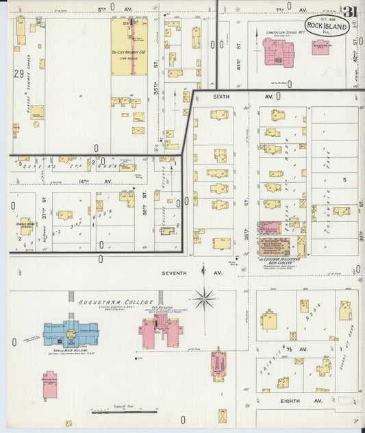 Sanborn Fire Insurance Map from Rock Island, Rock Island County, Illinois (1898), Sheet #0031 - Historic Sanborn Fire Insurance Map Print, vintage old map wall art, antique decor, genealogy gift, Illinois Illinois map