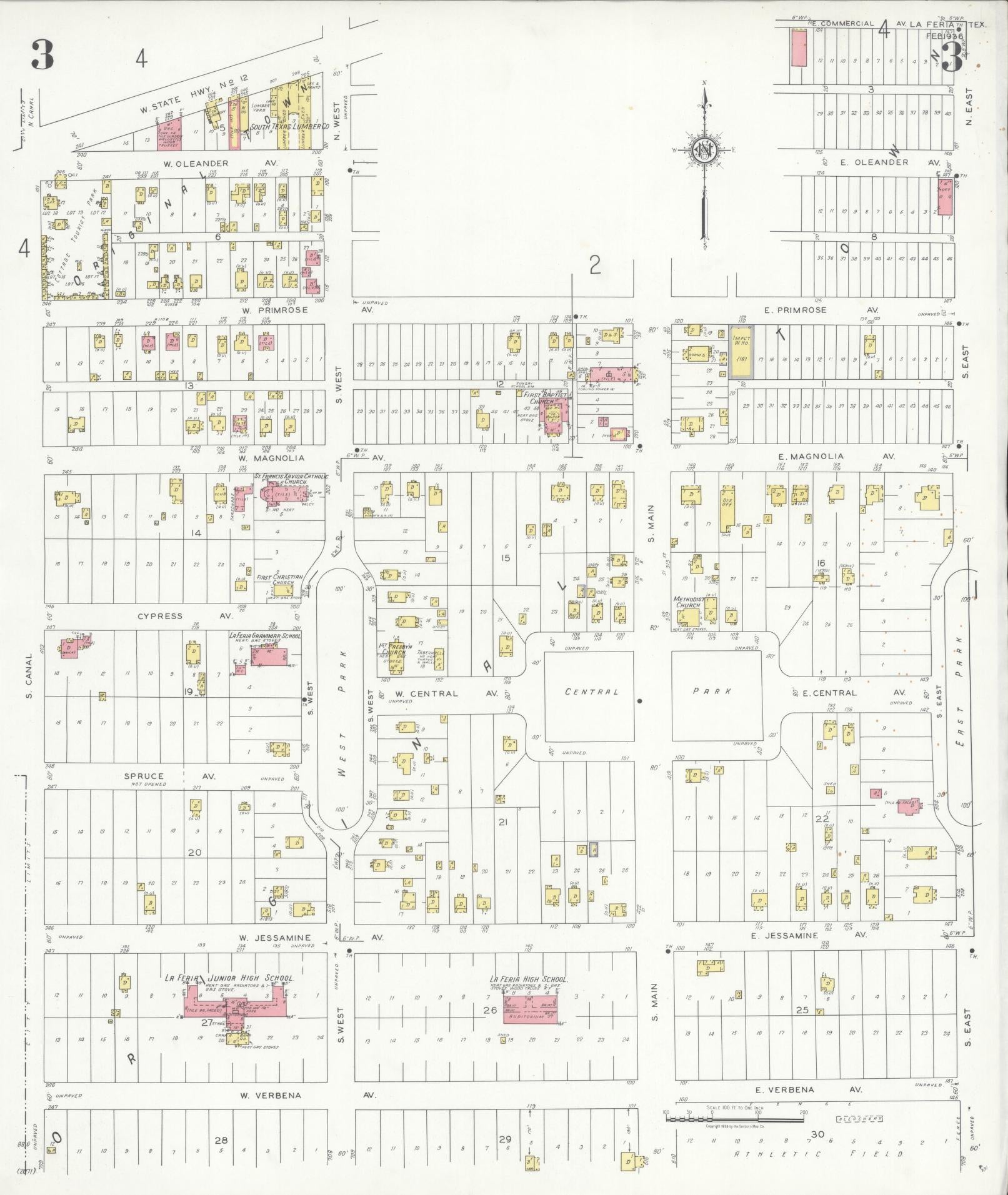 Sanborn Fire Insurance Map from La Feria, Cameron County, Texas (1936), Sheet #0003 - Historic Sanborn Fire Insurance Map Print, vintage old map wall art, antique decor, genealogy gift, Texas Texas map