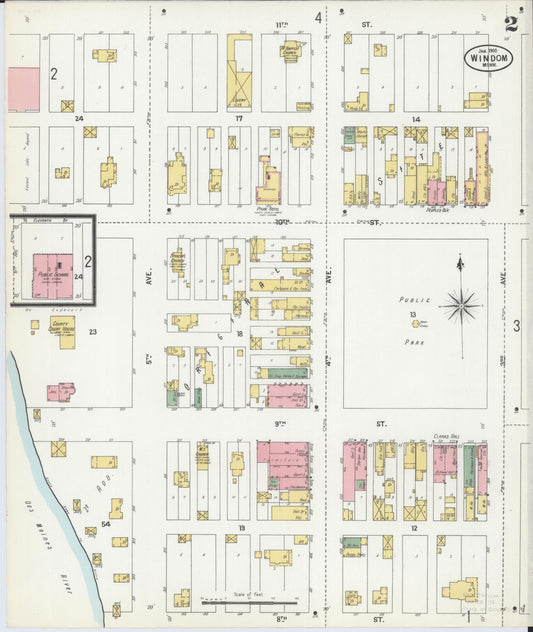 Sanborn Fire Insurance Map from Windom, Cottonwood County, Minnesota (1900), Sheet #0002 - Historic Sanborn Fire Insurance Map Print, vintage old map wall art, antique decor, genealogy gift, Minnesota Minnesota map
