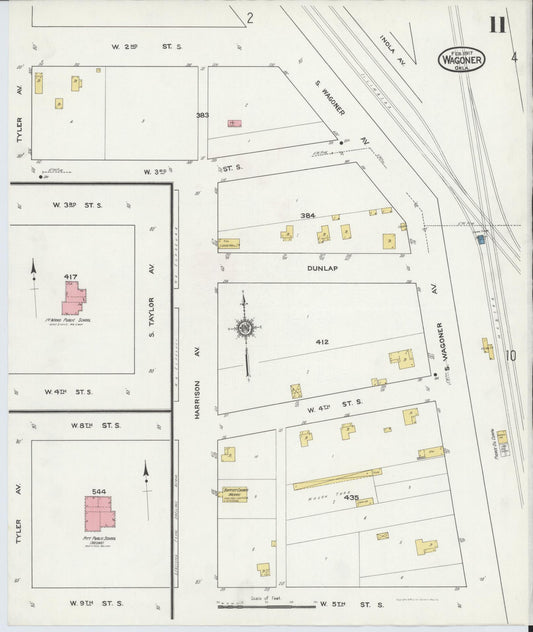 Sanborn Fire Insurance Map from Wagoner, Wagoner County, Oklahoma (1917), Sheet #0011 - Historic Sanborn Fire Insurance Map Print, vintage old map wall art, antique decor, genealogy gift, Oklahoma Oklahoma map
