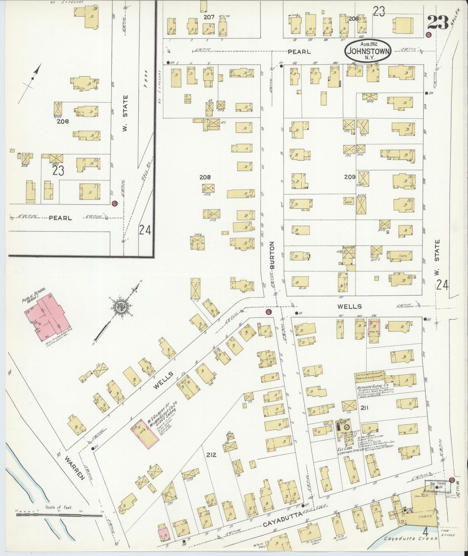 Sanborn Fire Insurance Map from Johnstown, Fulton County, New York (1912), Sheet #0023 - Complete Map Set gallery image, historic Sanborn map, vintage wall art, New York New York