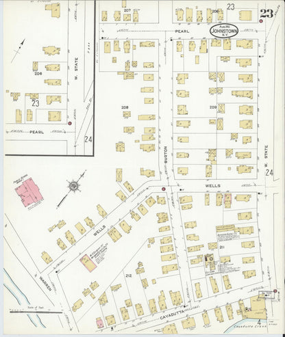 Sanborn Fire Insurance Map from Johnstown, Fulton County, New York (1912), Sheet #0023 - Complete Map Set gallery image, historic Sanborn map, vintage wall art, New York New York