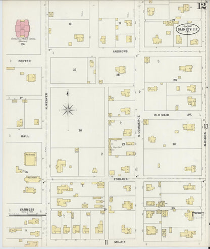 Sanborn Fire Insurance Map from Gainesville, Cooke County, Texas (1897), Sheet #0012 - Historic Sanborn Fire Insurance Map Print, vintage old map wall art, antique decor, genealogy gift, Texas Texas map