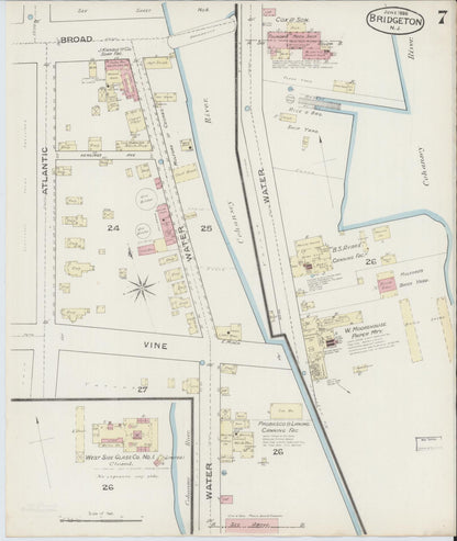 Sanborn Fire Insurance Map from Bridgeton, Cumberland County, New Jersey (1886), Sheet #0007 - Complete Map Set gallery image, historic Sanborn map, vintage wall art, New Jersey New Jersey