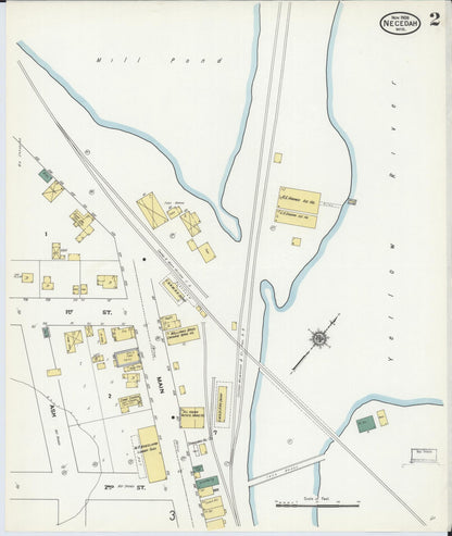 Sanborn Fire Insurance Map from Necedah, Juneau County, Wisconsin (1909), Sheet #0002 - Complete Map Set gallery image, historic Sanborn map, vintage wall art, Wisconsin Wisconsin