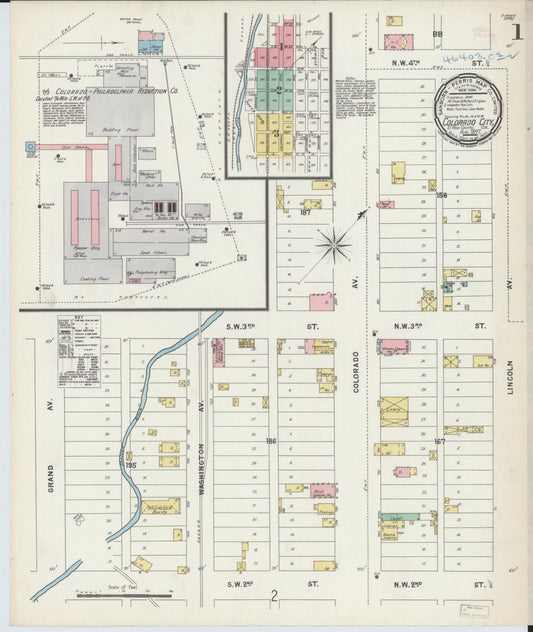 Sanborn Fire Insurance Map from Colorado City, El Paso County, Colorado (1897), Sheet #0001 - Complete Map Set gallery image, historic Sanborn map, vintage wall art, Colorado Colorado