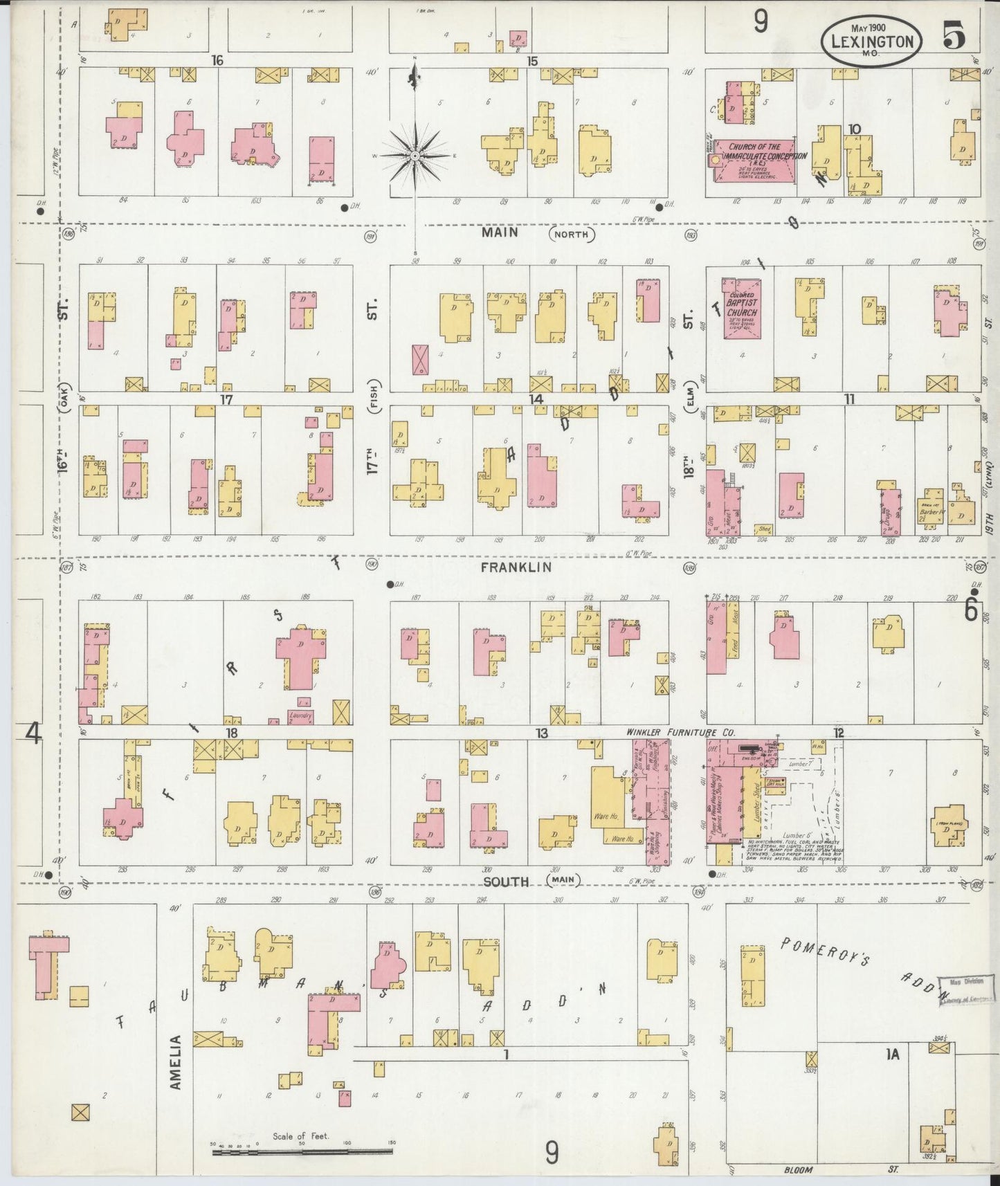 Sanborn Fire Insurance Map from Lexington, Lafayette County, Missouri (1900), Sheet #0005 - Historic Sanborn Fire Insurance Map Print, vintage old map wall art, antique decor, genealogy gift, Missouri Missouri map