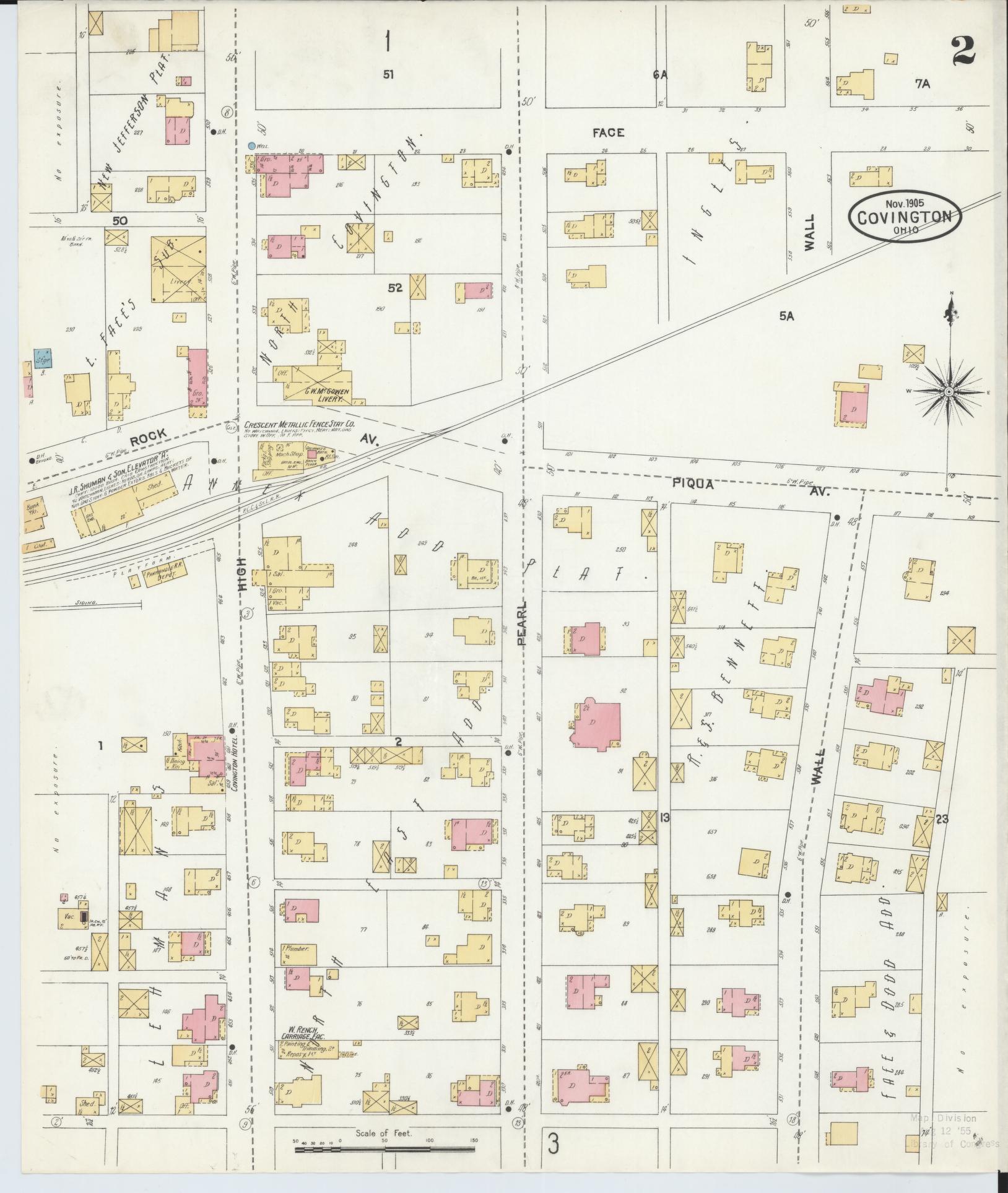 Sanborn Fire Insurance Map from Covington, Miami County, Ohio (1905), Sheet #0002 - Historic Sanborn Fire Insurance Map Print, vintage old map wall art, antique decor, genealogy gift, Ohio Ohio map