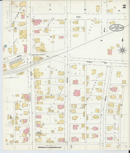 Sanborn Fire Insurance Map from Covington, Miami County, Ohio (1905), Sheet #0002 - Historic Sanborn Fire Insurance Map Print, vintage old map wall art, antique decor, genealogy gift, Ohio Ohio map