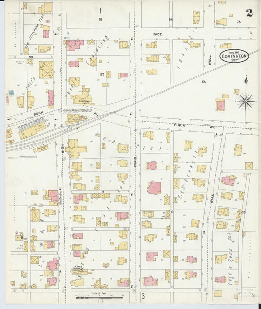 Sanborn Fire Insurance Map from Covington, Miami County, Ohio (1905), Sheet #0002 - Historic Sanborn Fire Insurance Map Print, vintage old map wall art, antique decor, genealogy gift, Ohio Ohio map