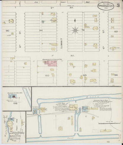Sanborn Fire Insurance Map from Arkansas City, Cowley County, Kansas (1886), Sheet #0003 - Complete Map Set gallery image, historic Sanborn map, vintage wall art, Arkansas Arkansas