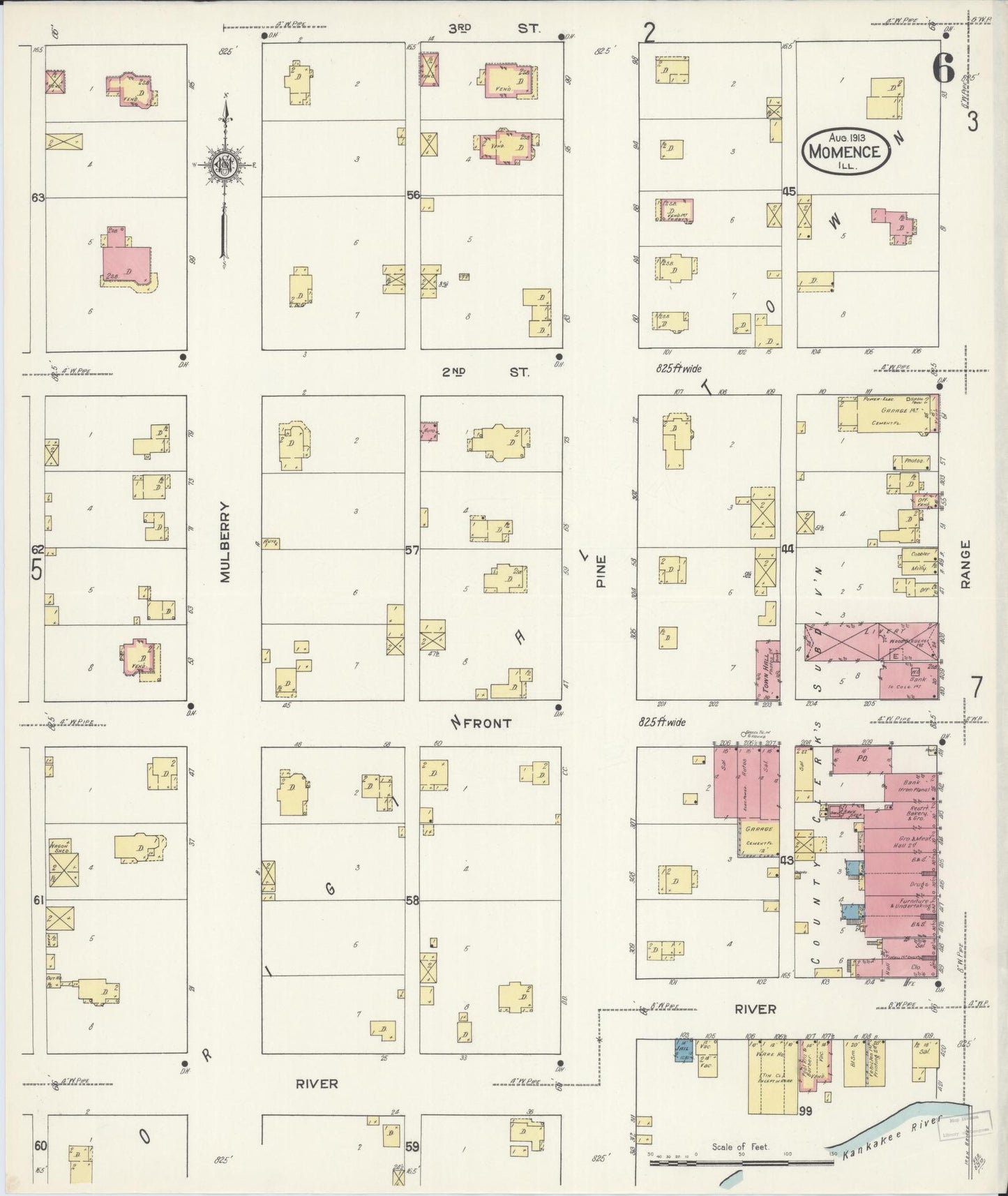 Sanborn Fire Insurance Map from Momence, Kankakee County, Illinois (1913), Sheet #0006 - Complete Map Set gallery image, historic Sanborn map, vintage wall art, Illinois Illinois