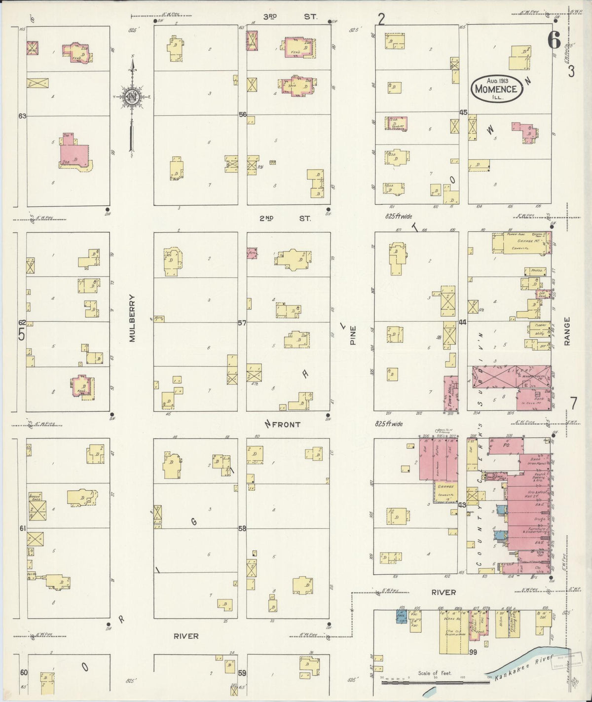 Sanborn Fire Insurance Map from Momence, Kankakee County, Illinois (1913), Sheet #0006 - Complete Map Set gallery image, historic Sanborn map, vintage wall art, Illinois Illinois
