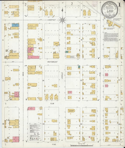 Sanborn Fire Insurance Map from Ladd, Bureau County, Illinois (1906), Sheet #0001 - Historic Sanborn Fire Insurance Map Print, vintage old map wall art, antique decor, genealogy gift, Illinois Illinois map