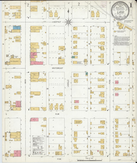 Sanborn Fire Insurance Map from Ladd, Bureau County, Illinois (1906), Sheet #0001 - Historic Sanborn Fire Insurance Map Print, vintage old map wall art, antique decor, genealogy gift, Illinois Illinois map
