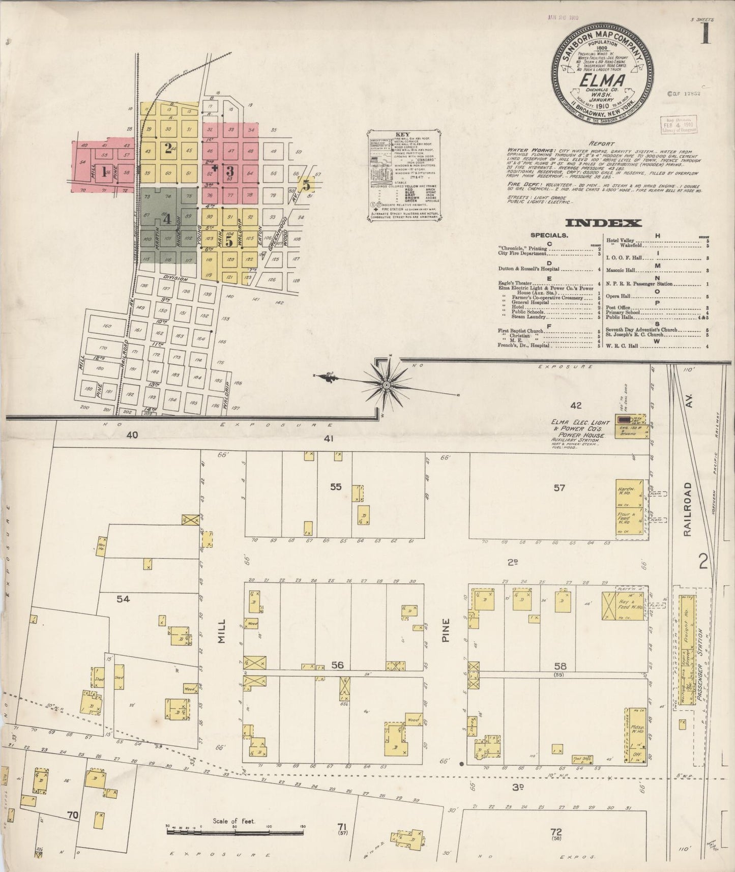 Sanborn Fire Insurance Map from Elma, Grays Harbor County, Washington (1910), Sheet #0001 - Complete Map Set gallery image, historic Sanborn map, vintage wall art, Washington Washington