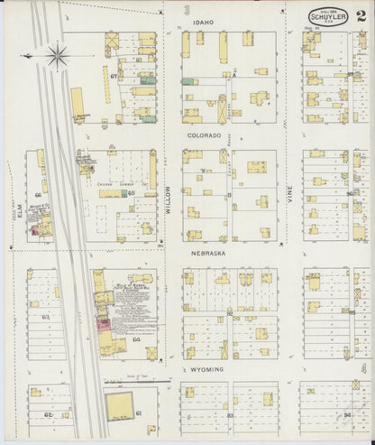 Sanborn Fire Insurance Map from Schuyler, Colfax County, Nebraska (1894), Sheet #0002 - Complete Map Set gallery image, historic Sanborn map, vintage wall art, Nebraska Nebraska