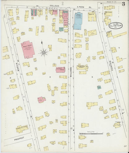 Sanborn Fire Insurance Map from Clinton, Oneida County, New York (1895), Sheet #0003 - Complete Map Set gallery image, historic Sanborn map, vintage wall art, New York New York