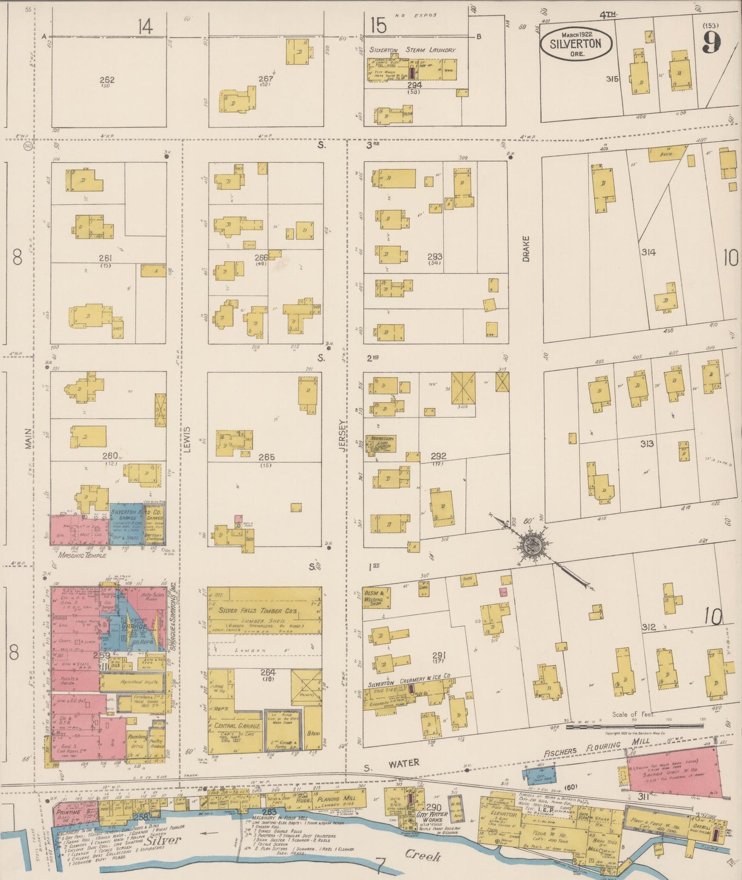 Sanborn Fire Insurance Map from Silverton, Marion County, Oregon (1922), Sheet #0009 - Complete Map Set gallery image, historic Sanborn map, vintage wall art, Oregon Oregon