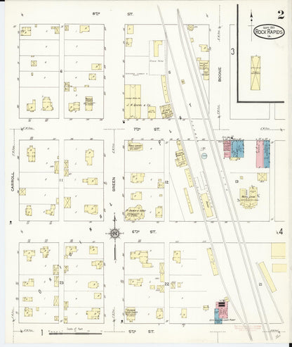 Sanborn Fire Insurance Map from Rock Rapids, Lyon County, Iowa (1913), Sheet #0002 - Historic Sanborn Fire Insurance Map Print, vintage old map wall art