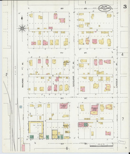 Sanborn Fire Insurance Map from Loveland, Larimer County, Colorado (1906), Sheet #0003 - Complete Map Set gallery image, historic Sanborn map, vintage wall art, Colorado Colorado