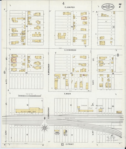 Sanborn Fire Insurance Map from Brainerd, Crow Wing County, Minnesota (1898), Sheet #0007 - Complete Map Set gallery image, historic Sanborn map, vintage wall art, Minnesota Minnesota