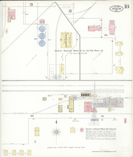 Sanborn Fire Insurance Map from Douglas, Cochise County, Arizona (1904), Sheet #0018 - Historic Sanborn Fire Insurance Map Print, vintage old map wall art, antique decor, genealogy gift, Arizona Arizona map