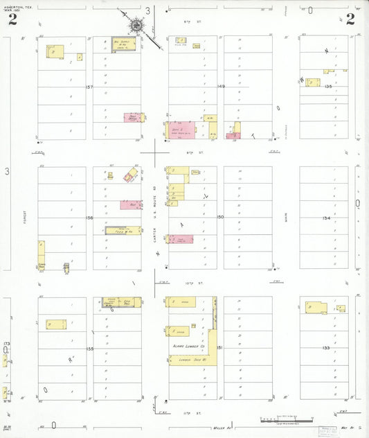 Sanborn Fire Insurance Map from Asherton, Dimmit County, Texas (1951), Sheet #0002 - Historic Sanborn Fire Insurance Map Print, vintage old map wall art, antique decor, genealogy gift, Texas Texas map