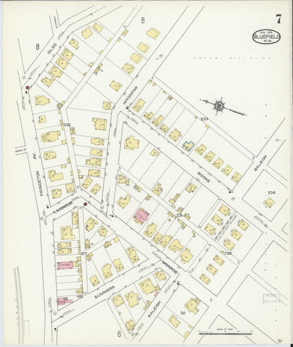 Sanborn Fire Insurance Map from Bluefield, Mercer County, West Virginia (1914), Sheet #0007 - Complete Map Set gallery image, historic Sanborn map, vintage wall art, West Virginia West Virginia
